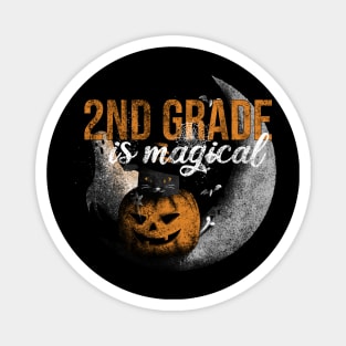 2nd Grade Halloween Magic - Vintage Black Cat and Pumpkin Magnet